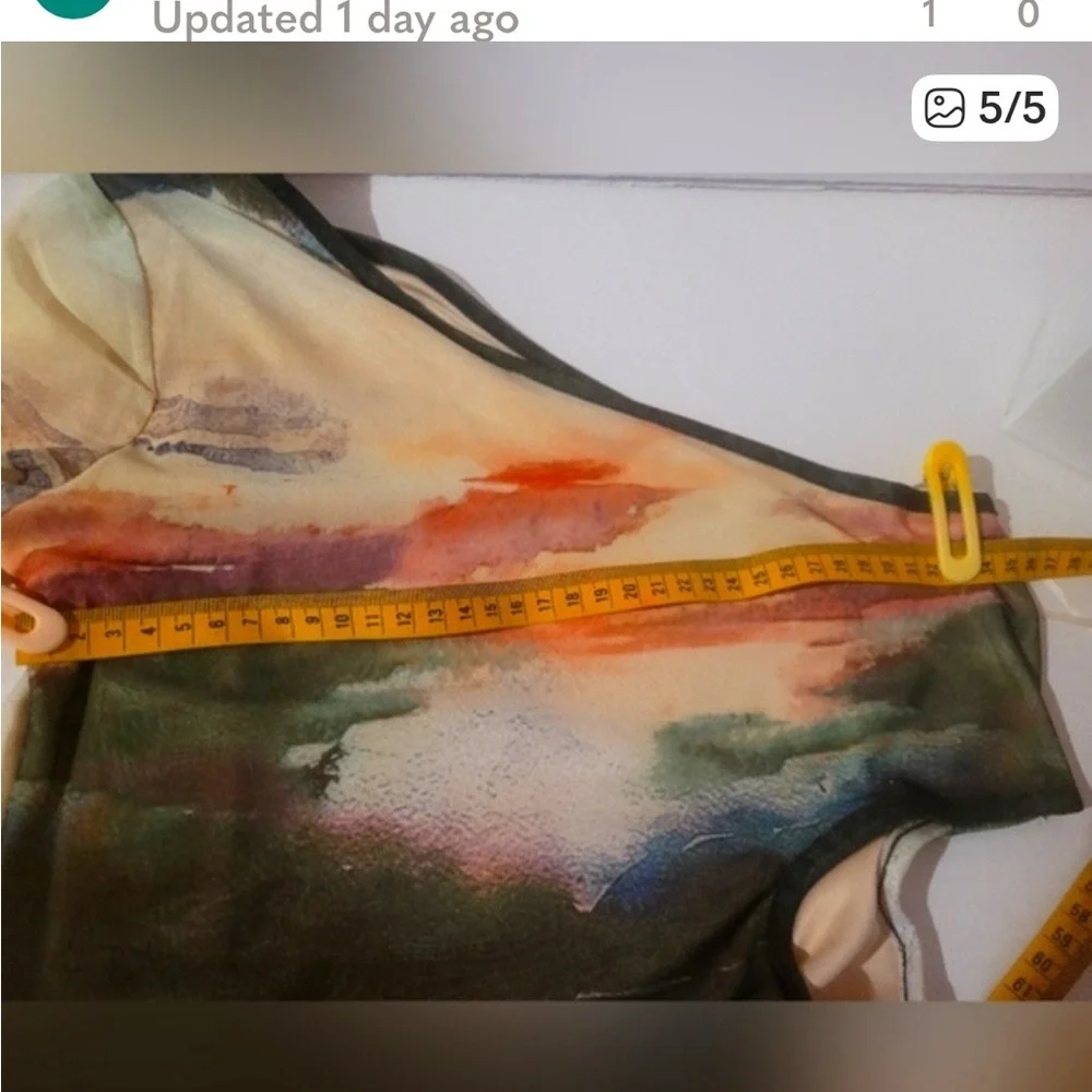 New ONLY Multicolor One Shoulder soft Dress with side hole size small - Picture 5 of 5